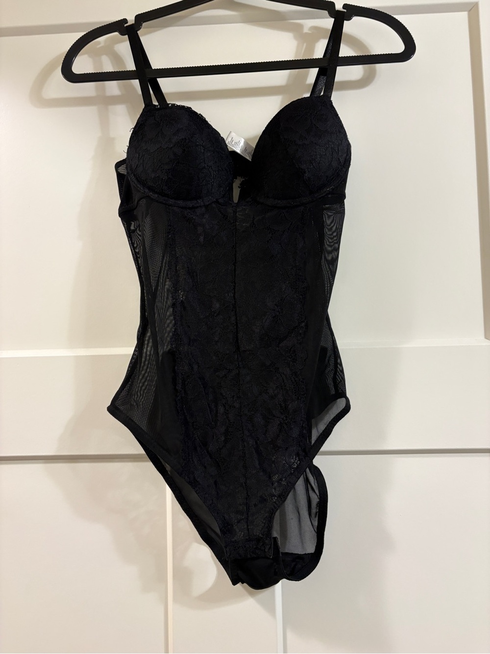 Marilyn Monroe Black Lace Bodysuit with Sheer Panels